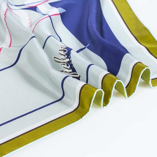 SAINTJOY/上久楷 真丝方巾牛气冲天 黄灰色&蓝灰色&橘色FJS21013 商品图13