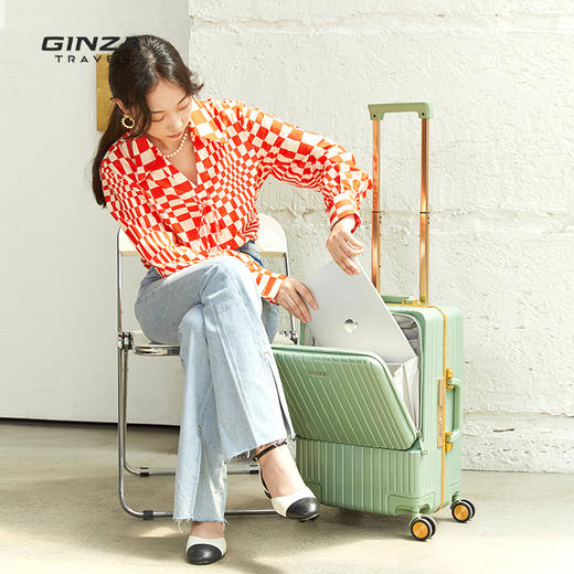 银座前开袋行李箱女20寸小型轻便登机箱男密码锁拉杆箱6661 商品图1