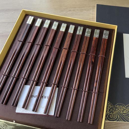 博礼筷子 进口材质红檀木/酸枝木筷子10双装红檀木毛笔头筷十双装-YHD 商品图9