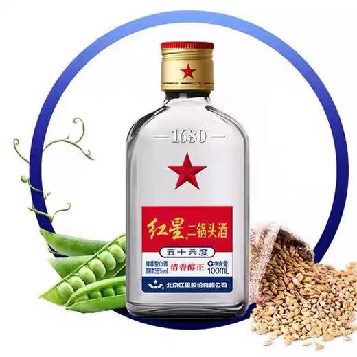 56度红星二锅头酒（白扁）100ml 商品图2