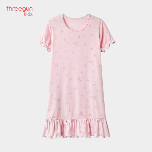 Threegun三枪 【莫代尔】女童短袖儿童睡裙家居裙-79040A011 商品图1