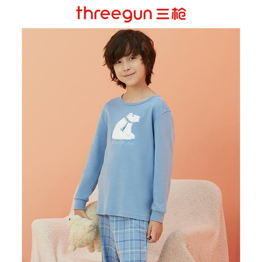 Threegun三枪 【舒肤棉】男童圆领长袖长裤儿童亲子家居服家居套-81645D911 商品图3
