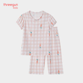 Threegun三枪 【水柔棉】女童圆领短袖中裤家居套儿童家居服睡衣-89196D011