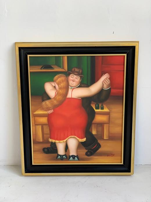 德国中古油画 胖女孩系列 手绘 原框 有艺术家签名 商品图1