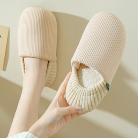 两穿包跟棉拖鞋 静音软底地板拖 情侣保暖拖鞋【228-8】