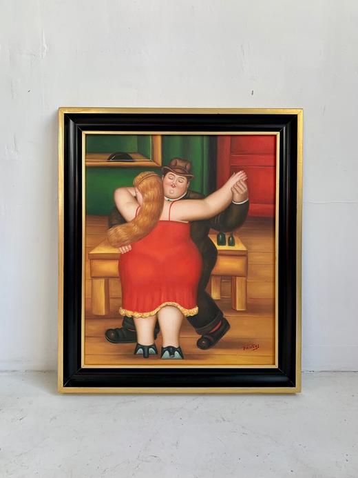 德国中古油画 胖女孩系列 手绘 原框 有艺术家签名 商品图0