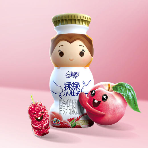 伊利QQ星揉揉小肚子酸奶饮品水蜜桃桑葚味180ml*16盒 商品图1