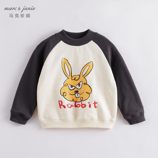 马克珍妮秋装新款 男女童兔子拼色纯棉卫衣 儿童上衣221891 商品图1
