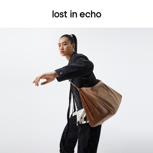 [福利价]lost in echo 环保尼龙布三角大号tote包大容量两用斜挎包手拎包 商品图2