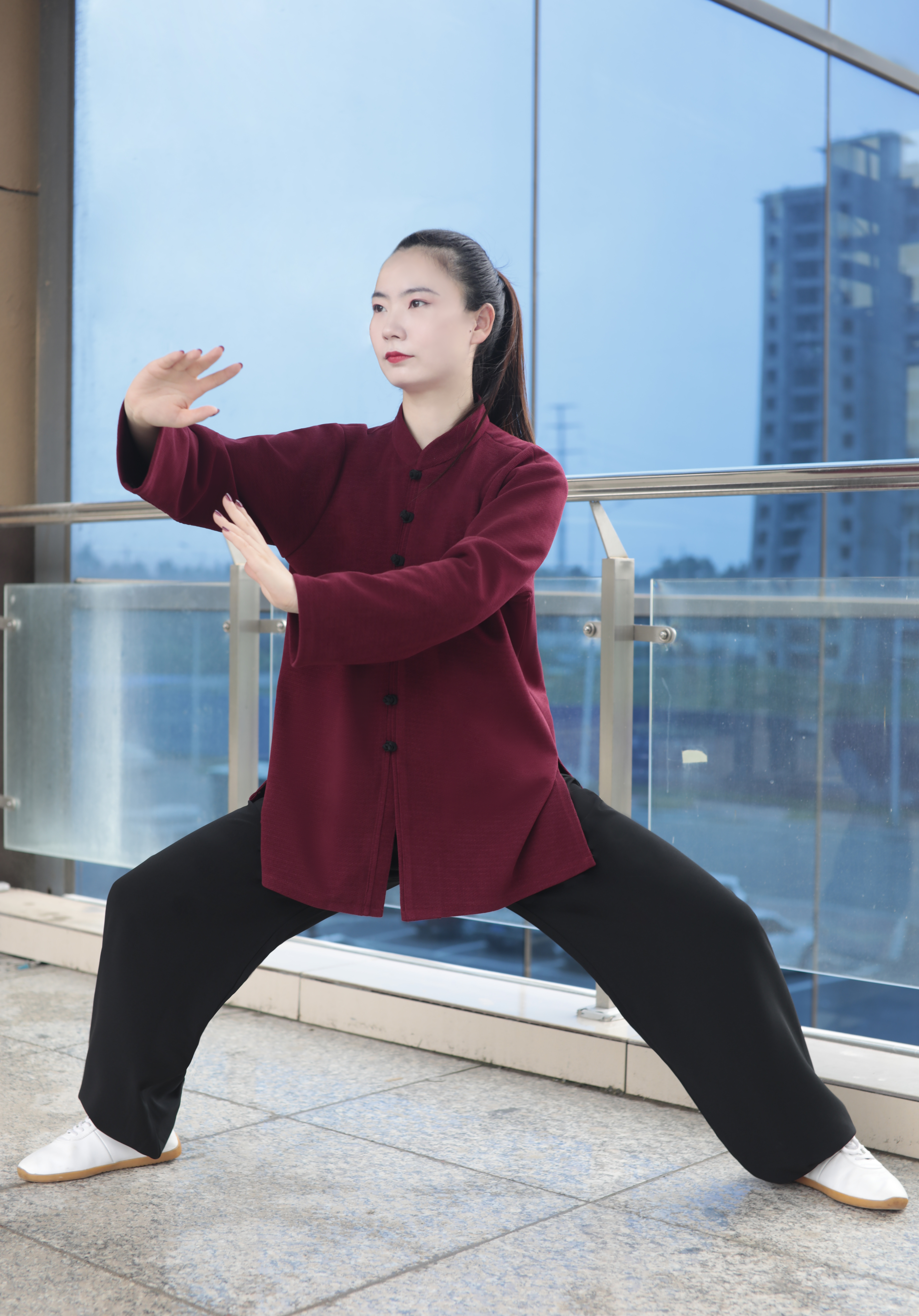 经典款雪尼尔面料小扣太极服太极拳练功服