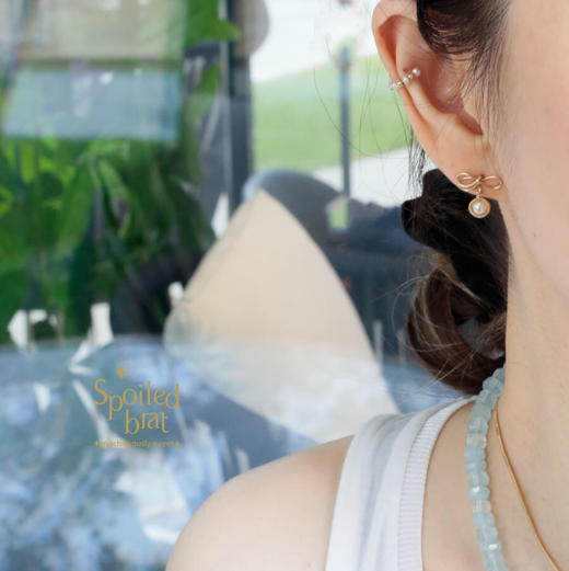 SpoiledBrat Jewelry蝴蝶结珍珠耳钉 商品图4