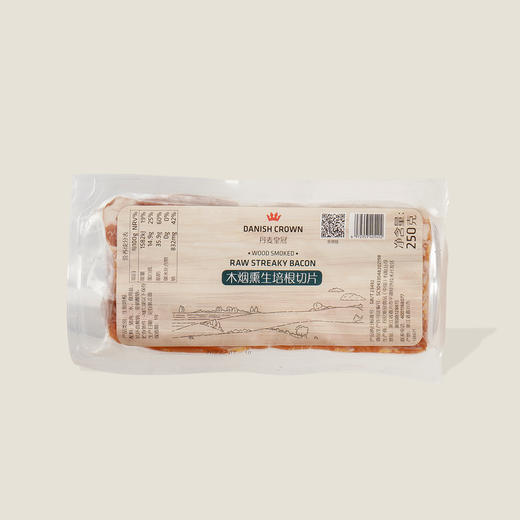 丹麦皇冠木烟熏原切生培根 250g 商品图0