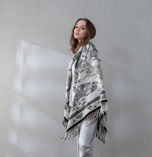 故宫联名 定制印花流苏披肩毯 商品图0