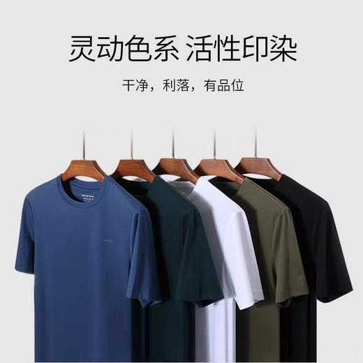 SCHIESSER 德国舒雅男士 圆领透气丝光棉纯棉体恤35/19969U 商品图1
