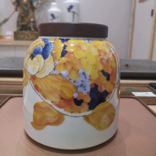 B-DY-6602 涂涂 玛瑙粉手绘 大鱼茶叶罐 商品图1