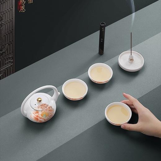 品月 福如东海香插礼盒装手绘版牡丹 茶具套装 功夫茶具大师手绘茶杯文创礼品 商品图1