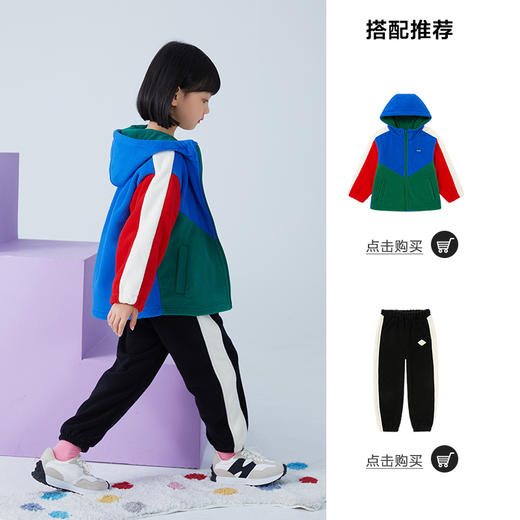 【2025反季抄底清仓】龙之涵 亲子款少年色彩摇粒绒连帽上衣 中大童保暖外套 婴幼儿A类标准 抗静电 商品图4