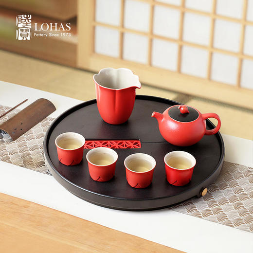 陆宝陶瓷托盘茶盘家用2022新款轻奢高档明式圆形陶瓷茶盘32.5*32.5*3.5cm 商品图2