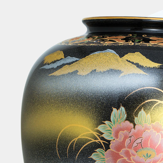日本进口九谷烧彩绘陶瓷花瓶摆件花器插花器皿装饰品摆件天目金雉8号花瓶 商品图7