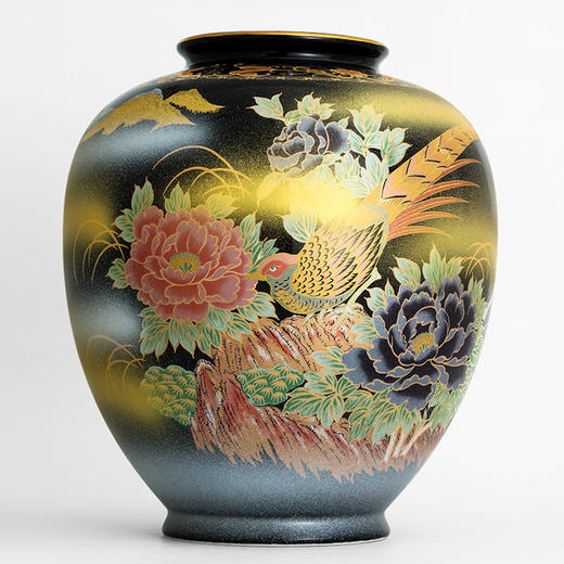 日本进口九谷烧彩绘陶瓷花瓶摆件花器插花器皿装饰品摆件天目金雉8号花瓶 商品图8