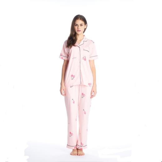 Threegun三枪 【水柔密棉】开襟短袖长裤女士家居套家居服-81516D911 商品图0