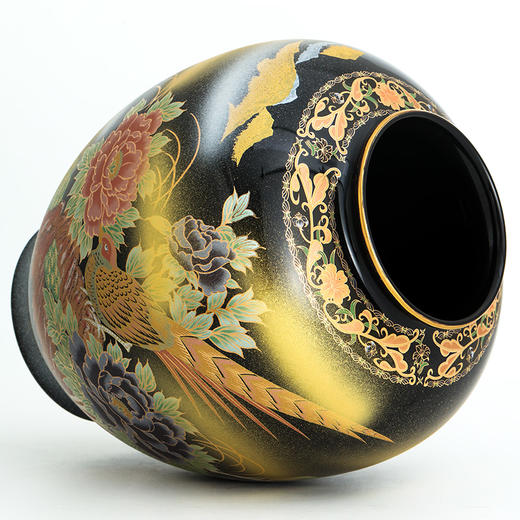 日本进口九谷烧彩绘陶瓷花瓶摆件花器插花器皿装饰品摆件天目金雉8号花瓶 商品图9