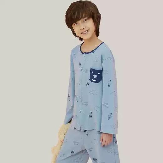 Threegun三枪 【舒肤棉】男童开襟圆领长袖长裤儿童亲子家居服家居套-81647D911 商品图2