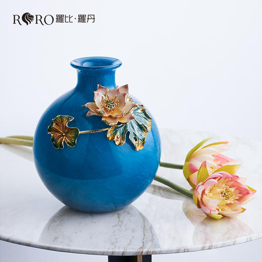 罗比罗丹荷塘月色珐琅彩花瓶创意客厅玄关家居摆件（仅 1件，无货退款 商品图1