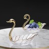 北欧轻奢ins风纯铜水晶玻璃天鹅果盘茶几装饰品家用高颜值收纳盘铜天鹅水晶果盘居家新中式轻奢摆件 商品缩略图1