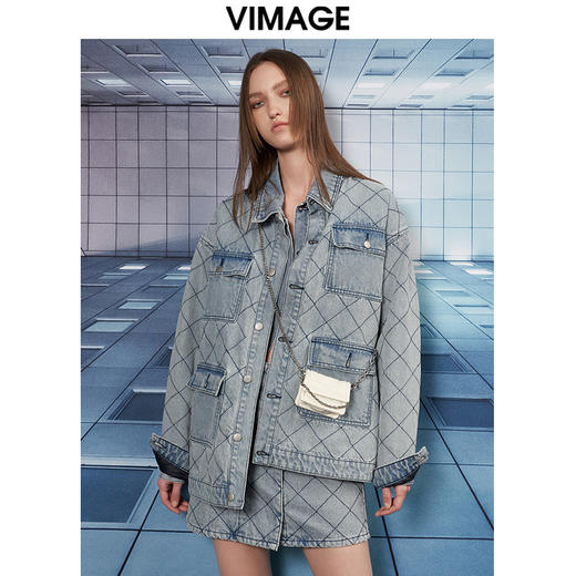 VIMAGE纬漫纪秋季新款翻领宽松舒适外套V1803438 商品图5
