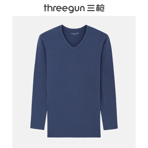 Threegun三枪 【维耐寒薄加暖】V领男士长袖上衣打底衫-23083A211 商品图0
