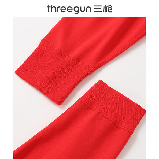 Threegun三枪 【高支新疆长绒棉】吉庆款大红圆领男士保暖内衣套装-24189D021 商品图6