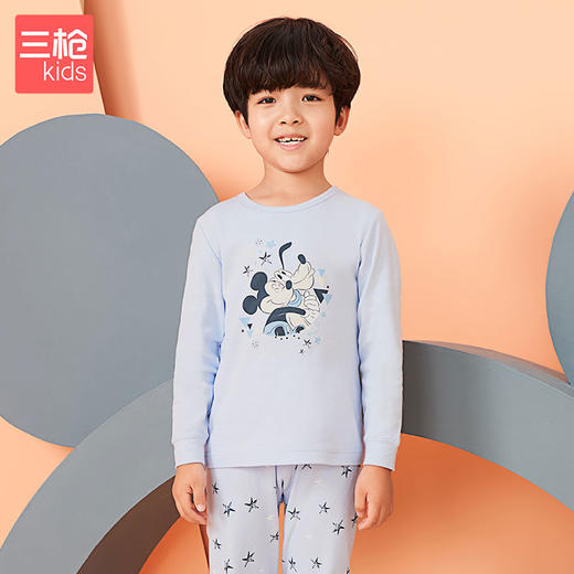 Threegun三枪 【舒肤软棉】男童圆领儿童保暖内衣套装-2D221D011 商品图6