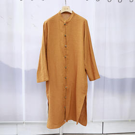【抖音专属】长款珠扣衬衫（19810141-柘黄）