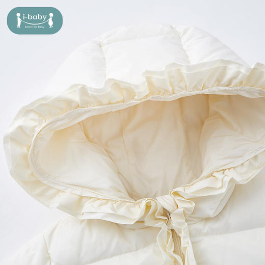 【仅剩80码 129元秒杀】ibaby×outlast太空科技恒温荷叶边糖纸边羽绒服羽绒服 白鹅绒公主风糖纸边造型儿童连帽棉服 商品图3