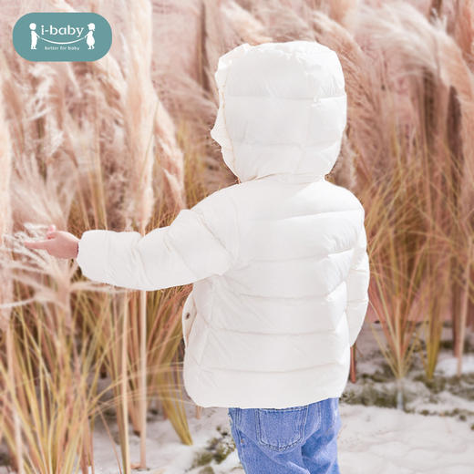【仅剩80码 129元秒杀】ibaby×outlast太空科技恒温荷叶边糖纸边羽绒服羽绒服 白鹅绒公主风糖纸边造型儿童连帽棉服 商品图4