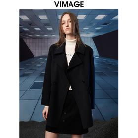 VIMAGE纬漫纪冬季新款翻领洋气显瘦中长款外套V1814404