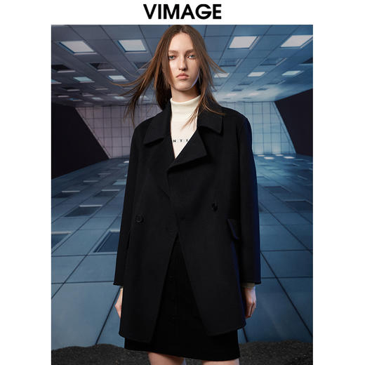 VIMAGE纬漫纪冬季新款翻领洋气显瘦中长款外套V1814404 商品图5