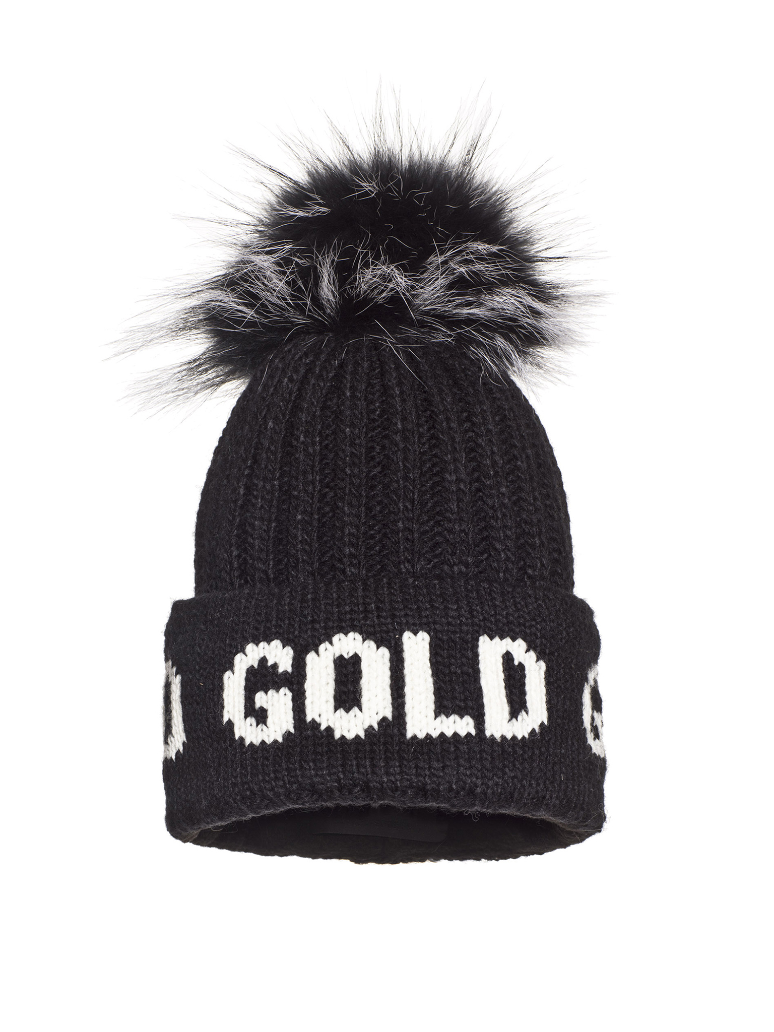 Goldbergh - Hodd Beanie Real Raccoon Fur - black - 戈德堡 - 毛线帽 - 黑色