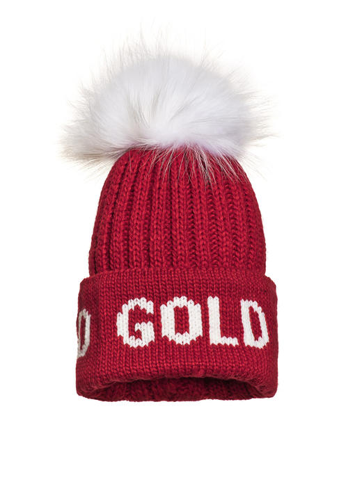 Goldbergh - Hodd Beanie Real Raccoon Fur - flame - 戈德堡 - 毛线帽 - 红色 商品图0