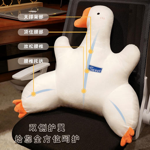 【加宽加大的大鹅腰枕】可爱卡通水晶短毛绒大鹅腰枕 双侧护翼 全方位呵护 商品图1