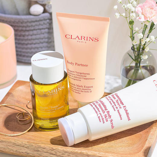 新款 Clarins娇韵诗孕妇身体护理调和油抚纹霜磨砂膏三件套礼盒【CDF】 商品图0