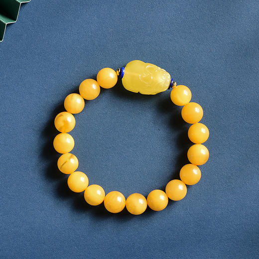 色如蜜光如蜡外有脂光内有宝光的鸡油黄蜜蜡手串和吊坠 商品图2