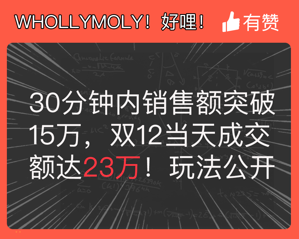 30分钟内销售额突破15万，双12当天成交额达23万！玩法公开
