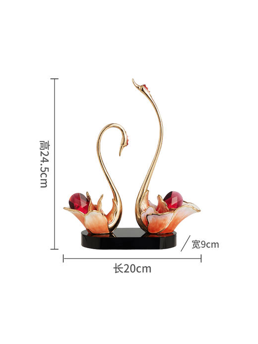 E-N-H402-2 诺诗曼 玫瑰花天鹅摆件  红色 商品图3