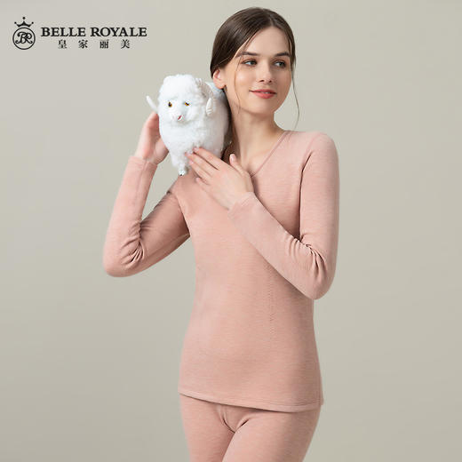 皇家丽美冬季羊绒蚕丝580g红参精华贴片保暖内衣情侣款女套装BNM8218 商品图0