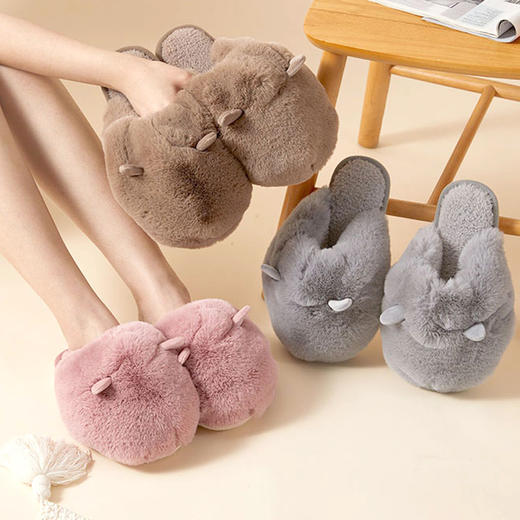 【多样屋专柜】多样屋猫绒绒拖鞋毛毛棉拖鞋女冬季包跟棉拖室内家居女士面包棉鞋（建议拍大一码） 商品图1