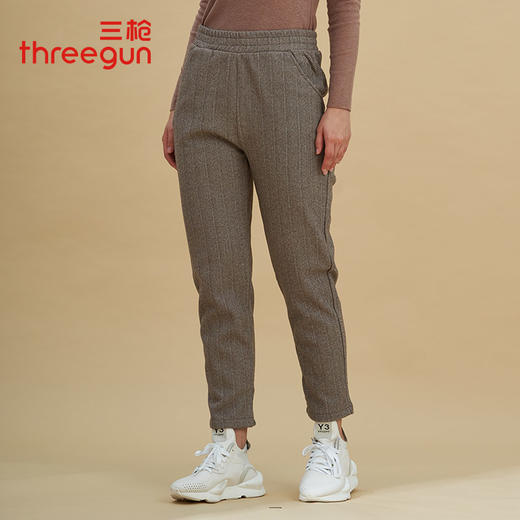 Threegun三枪 【毛呢人字纹】女士休闲外穿长裤萝卜裤-61014B911 商品图0