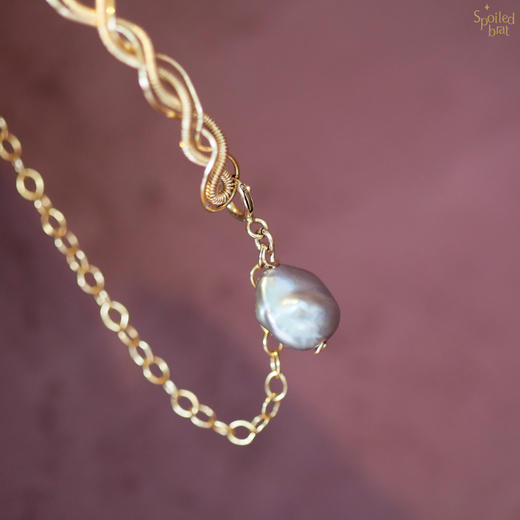 SpoiledBrat Jewelry编织麻花系列 | 银灰色巴洛克珍珠手链 商品图3