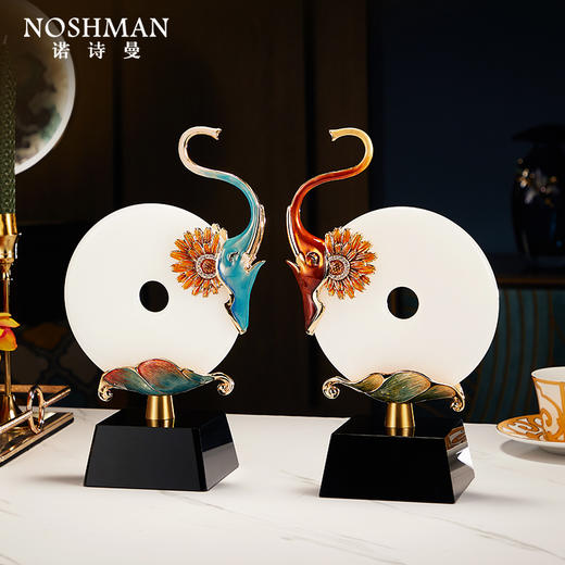 E-N-H0389/0390诺诗曼 向日葵吉象珐琅平安扣 摆件 商品图3